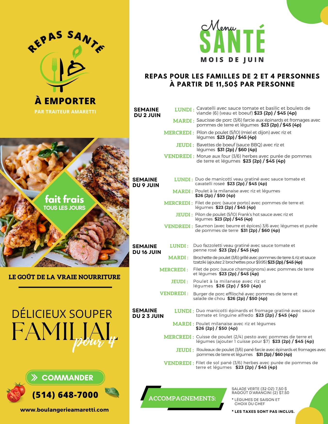 Amaretti - Meals Menu Juin FR 2025 Amaretti - Meals Menu Juin FR 2025