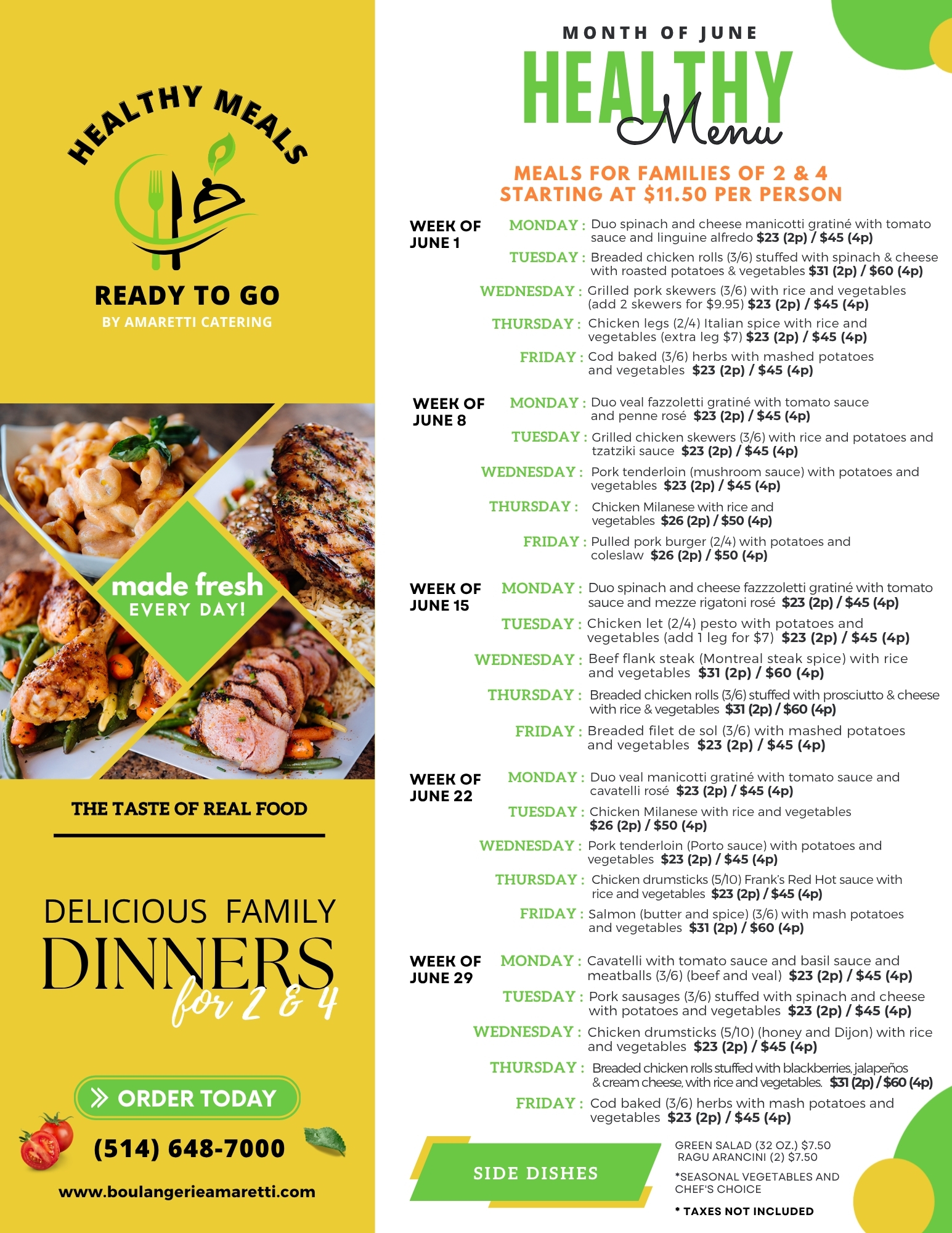 Amaretti - Meals Menu ENG June 2026