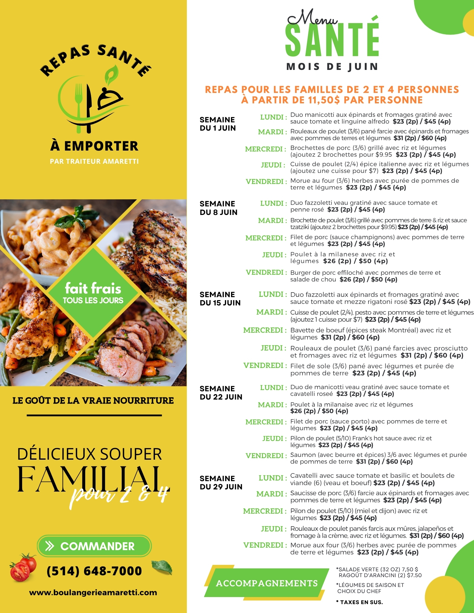 Amaretti - Meals Menu FR Juin 2026