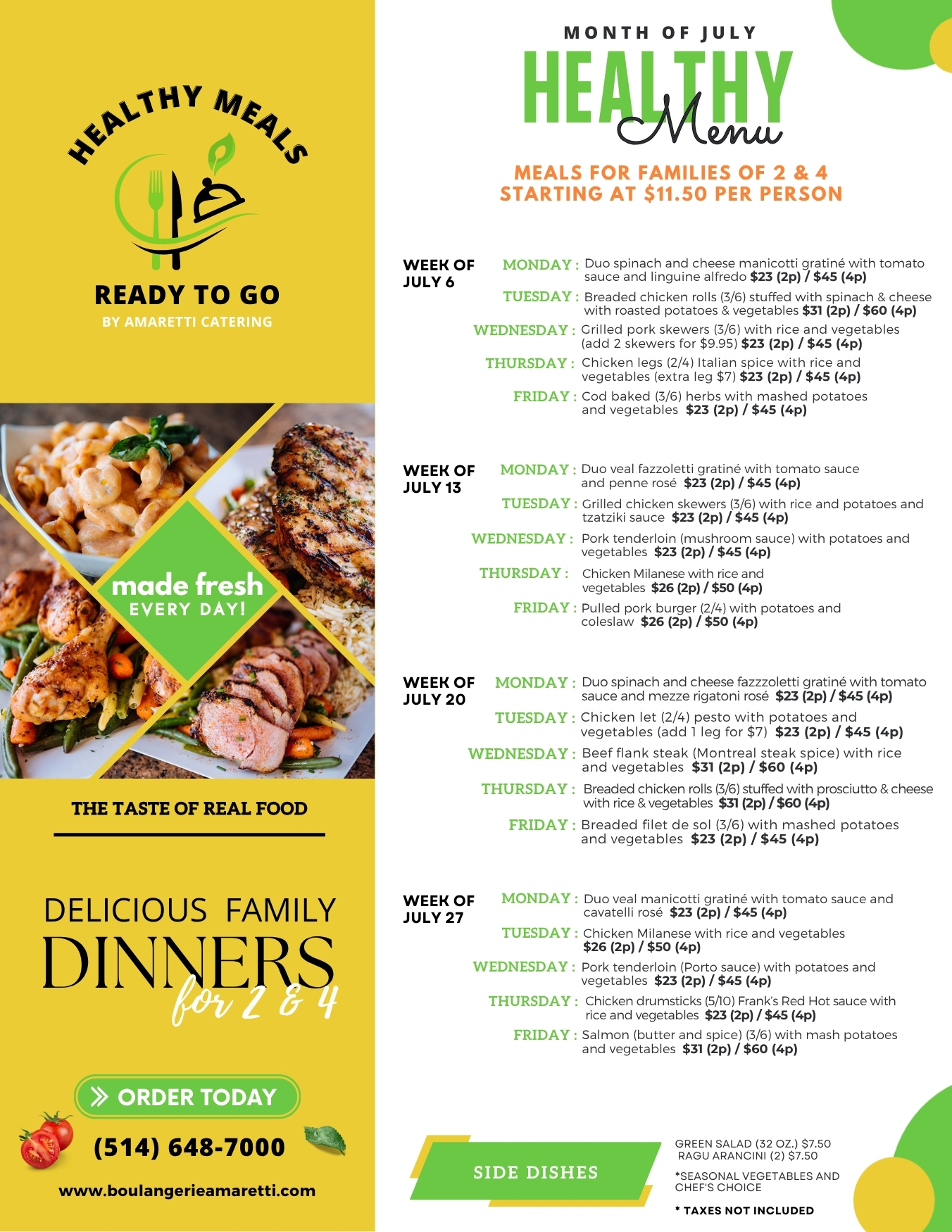 Amaretti - Meals Menu ENG July 2026