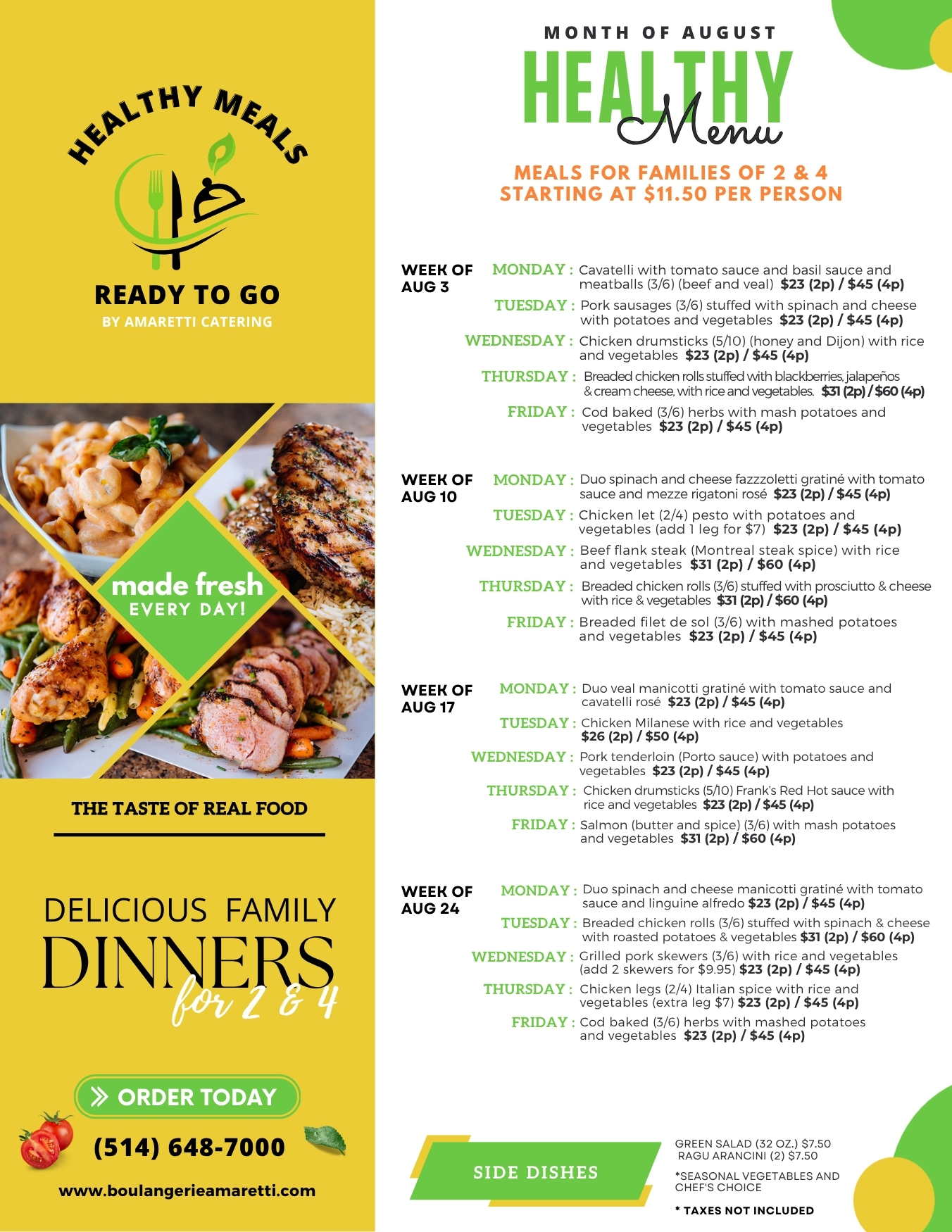 Amaretti - Meals Menu ENG Aug 2026